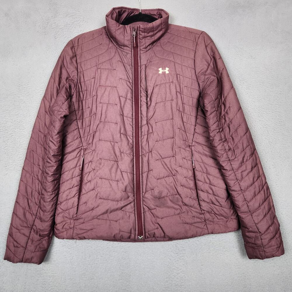 Under Armour Jacket Womens Medium Purple Insulated Full Zip Fitted Quilted Warm